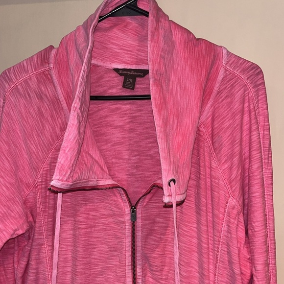 Tommy Bahama tunic styled cowl neck zip up sweatshirt hot pink size large - Picture 8 of 15